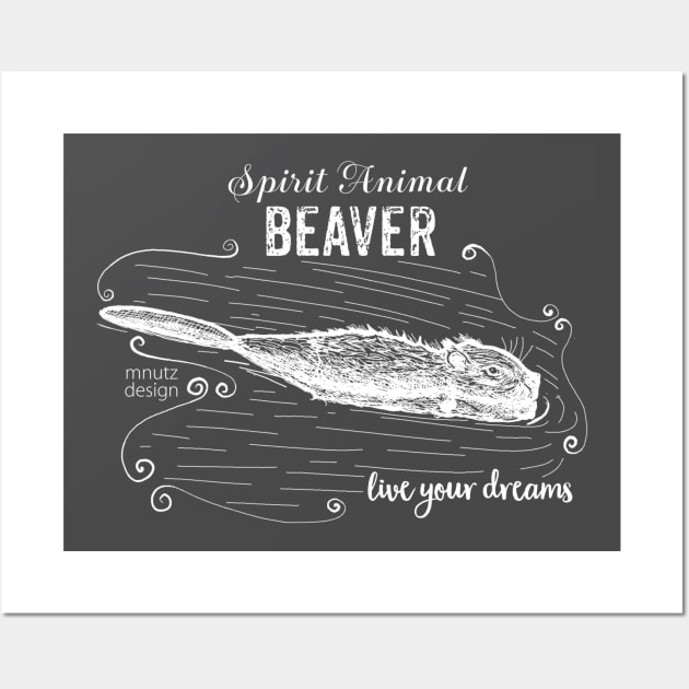 Spirit animal Beaver white Wall Art by mnutz